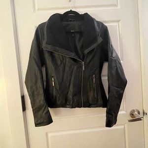 Black Fabric and Faux Leather Mossimo Jacket